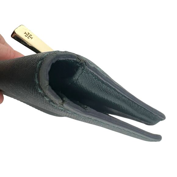 Tory Burch Deep Green Leather Bi-Fold Wallet Wristlet - Picture 14 of 16